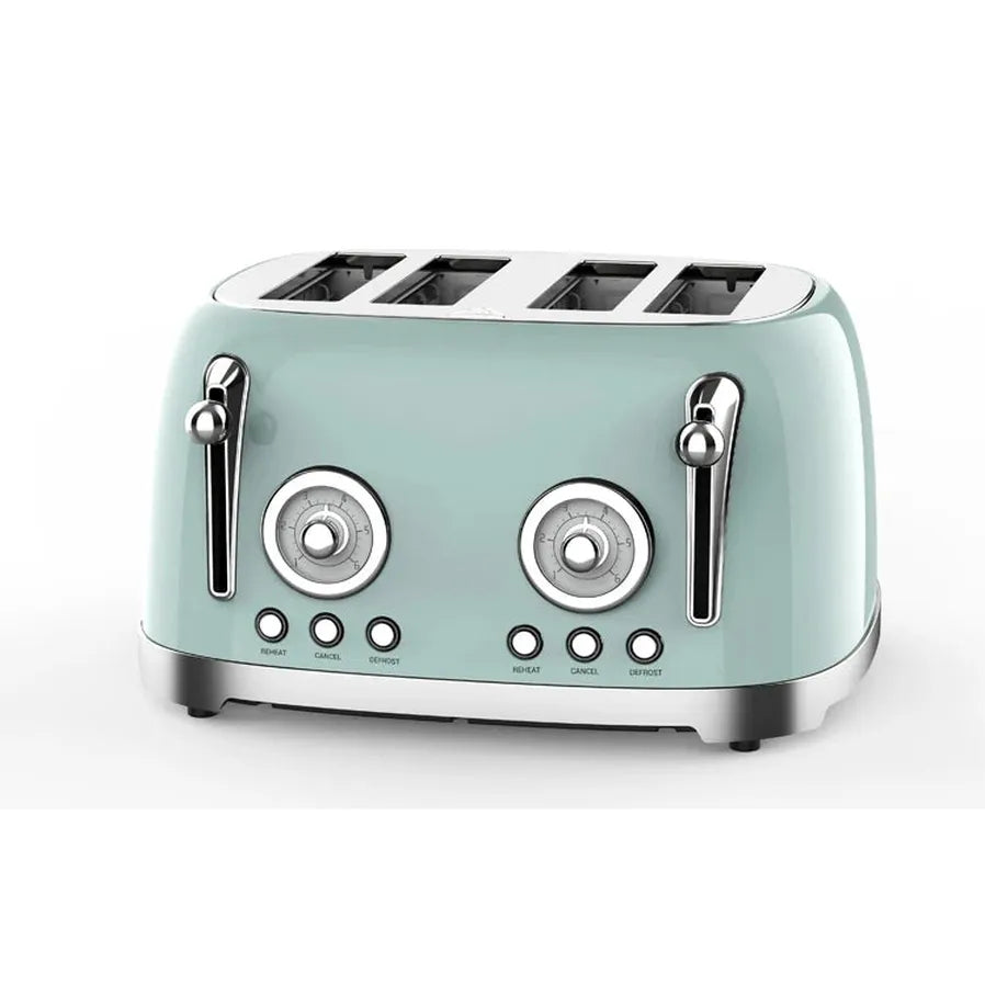 JMT-099210 Retro 4-Slice Stainless Steel Electric Toaster with Reheat Function