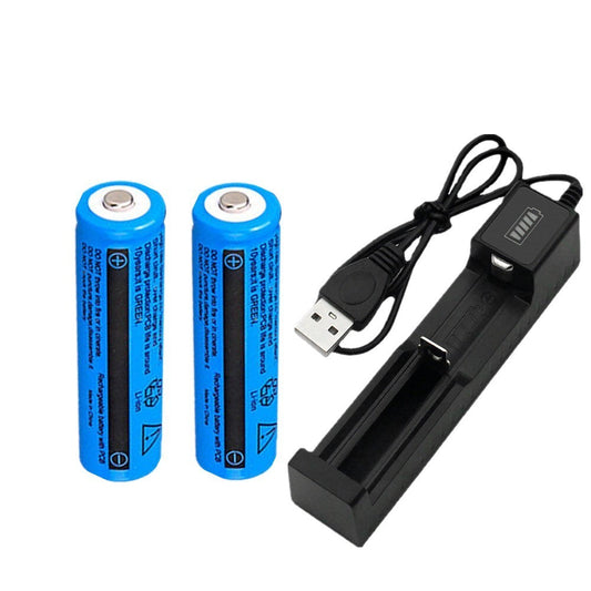 JMT-099722 3000mAh 3.7V Li-ion Rechargeable Battery with USB Charger for Flashlights and Portable Devices