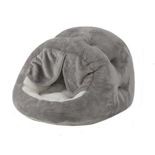 JMT-099850 Plush Semi-Closed Velvet Cat Kennel with Door Curtain for Comfort and Style