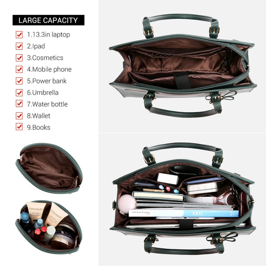 JMT-100362 Modern Waterproof PU Leather Laptop Tote Bag for Women, Fits 15.6 Inch Computers, Ideal for Business and Office Use