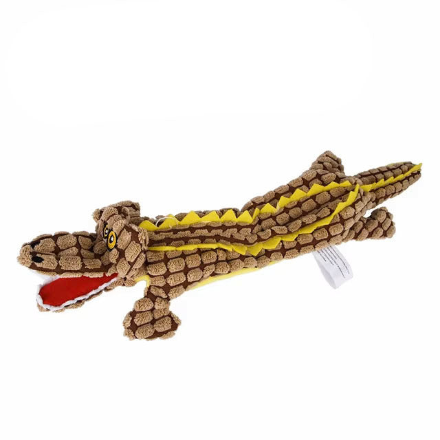 JMT-100682 Durable Plush Dog Toy in Crocodile Shape with Squeaker for Small and Large Dogs