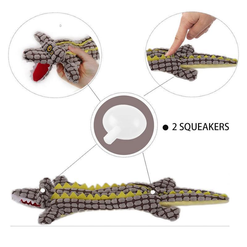JMT-100682 Durable Plush Dog Toy in Crocodile Shape with Squeaker for Small and Large Dogs