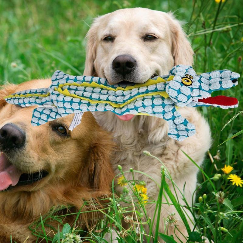 JMT-100682 Durable Plush Dog Toy in Crocodile Shape with Squeaker for Small and Large Dogs