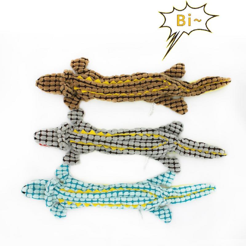 JMT-100682 Durable Plush Dog Toy in Crocodile Shape with Squeaker for Small and Large Dogs