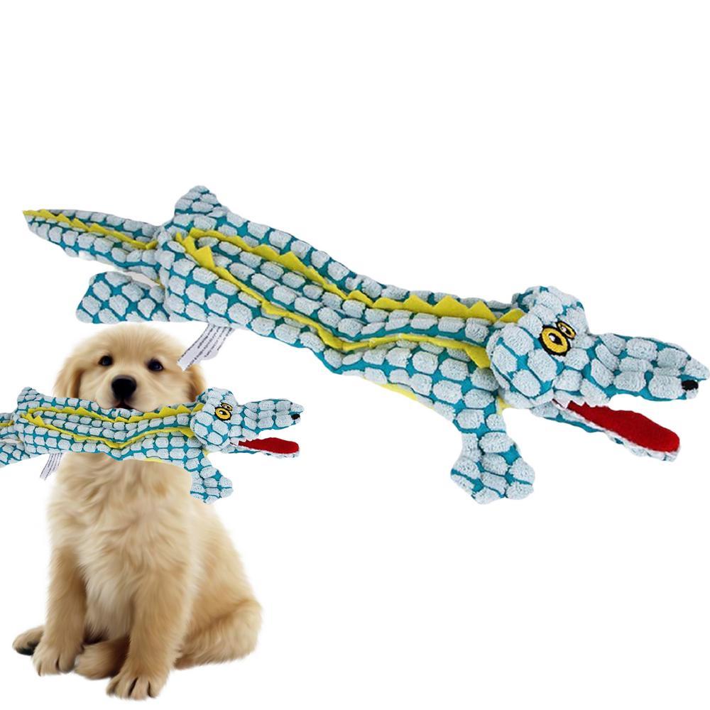 JMT-100682 Durable Plush Dog Toy in Crocodile Shape with Squeaker for Small and Large Dogs