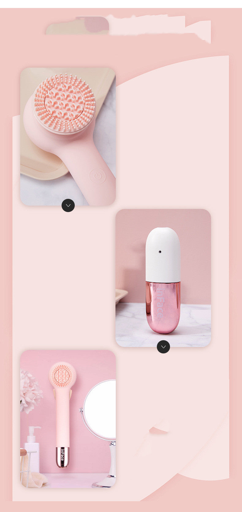 JMT-100682 Electric Back Massage Brush with 4 Rotating Heads, Waterproof Bathing Tool for Skin Exfoliation and Cleaning