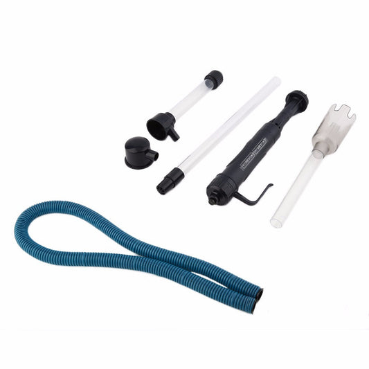 JMT-100874 Aquarium Gravel Cleaner Siphon with Adjustable Height and Dual Suction Tubes, Suitable for Aquariums up to 52cm Deep, Includes Hose and Filter Bag