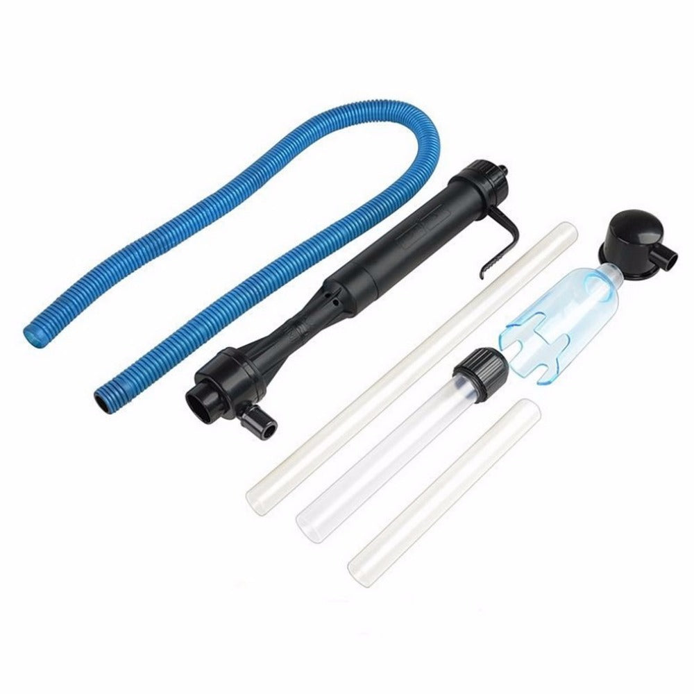 JMT-100874 Aquarium Gravel Cleaner Siphon with Adjustable Height and Dual Suction Tubes, Suitable for Aquariums up to 52cm Deep, Includes Hose and Filter Bag