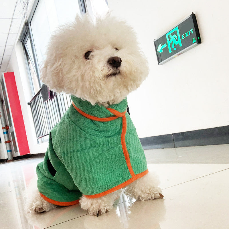 JMT-101322 Fast Drying Microfiber Pet Bathrobe for Small to Large Dogs with Adjustable Towel Grooming Coat