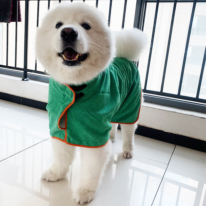 JMT-101322 Fast Drying Microfiber Pet Bathrobe for Small to Large Dogs with Adjustable Towel Grooming Coat