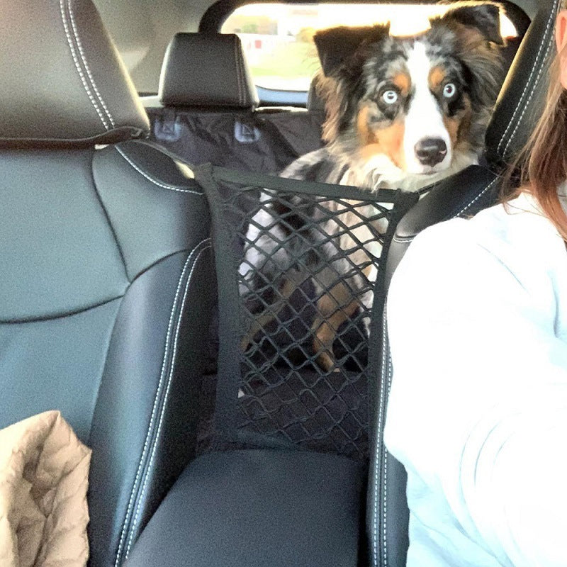JMT-101706 Car Pet Isolation Net - Oxford Cloth Back Seat Barrier for Pet Safety - Black - Compact & Lightweight Design
