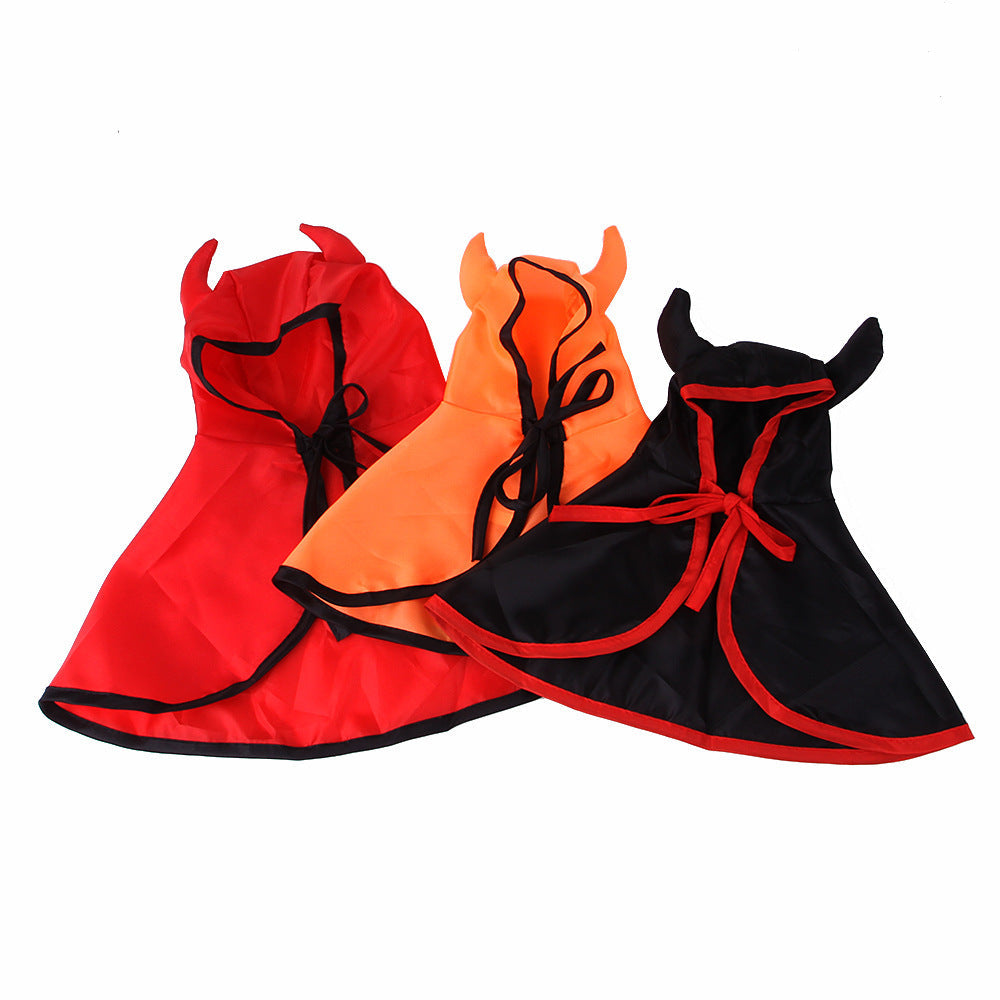 JMT-101770 Pet Halloween Cloak Cape with Horns for Dogs and Cats - Polyester Material, Multiple Sizes Available