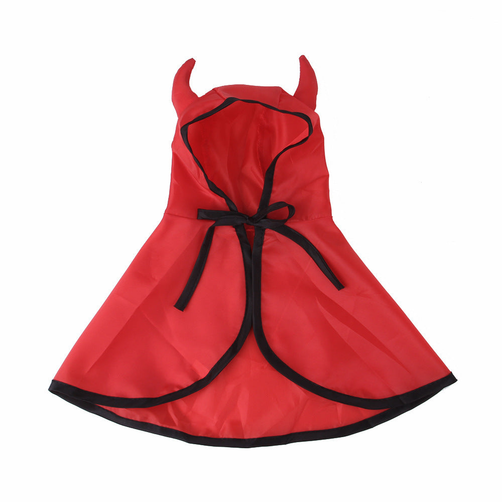 JMT-101770 Pet Halloween Cloak Cape with Horns for Dogs and Cats - Polyester Material, Multiple Sizes Available