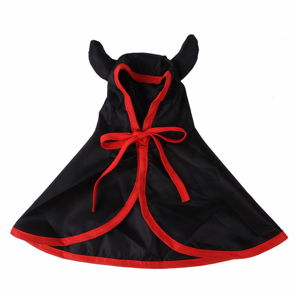 JMT-101770 Pet Halloween Cloak Cape with Horns for Dogs and Cats - Polyester Material, Multiple Sizes Available