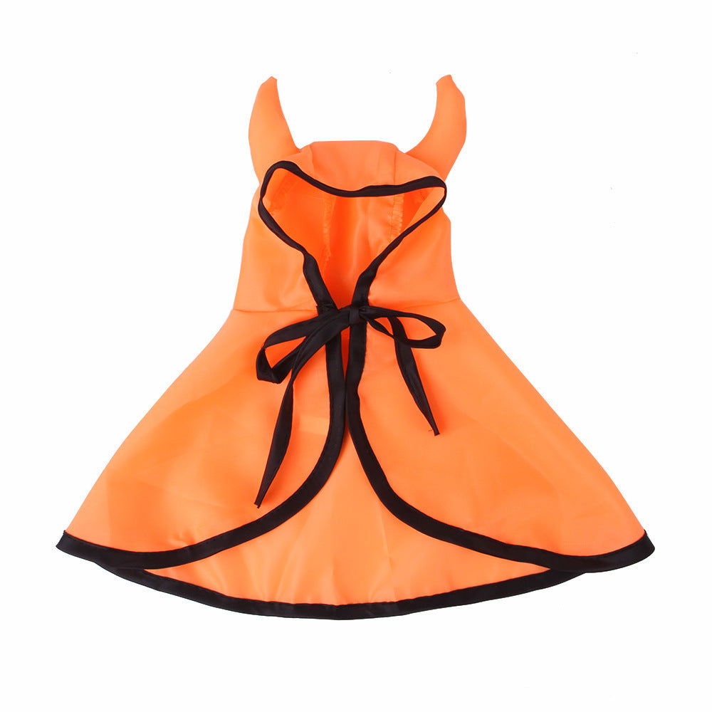JMT-101770 Pet Halloween Cloak Cape with Horns for Dogs and Cats - Polyester Material, Multiple Sizes Available