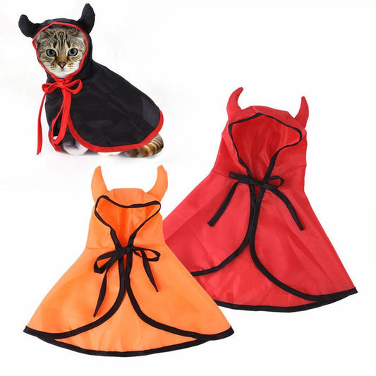 JMT-101770 Pet Halloween Cloak Cape with Horns for Dogs and Cats - Polyester Material, Multiple Sizes Available