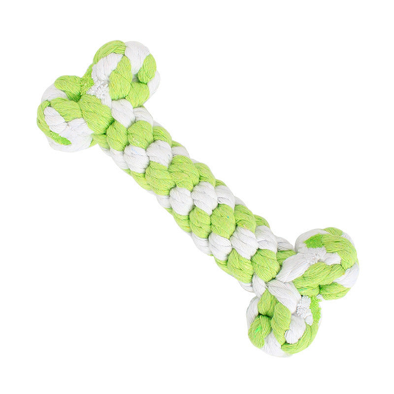 JMT-101834 Hand-Woven Cotton Rope Dog Toy - 15cm Durable Chew Bone
