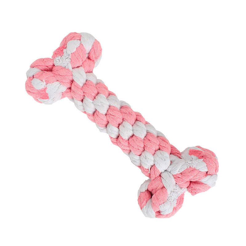 JMT-101834 Hand-Woven Cotton Rope Dog Toy - 15cm Durable Chew Bone