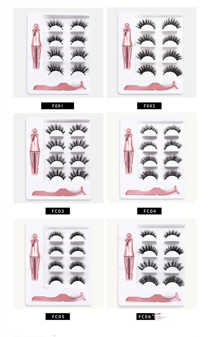 JMT-101962 3 Pairs of Magnetic False Eyelashes with Liquid Eyeliner and 3D Technology