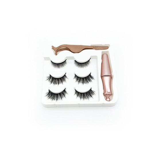 JMT-101962 3 Pairs of Magnetic False Eyelashes with Liquid Eyeliner and 3D Technology