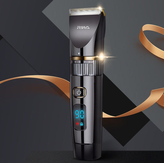 JMT-102090 Electric Hair Clipper with Titanium and Ceramic Blades, Waterproof Design, LED Display, and Rechargeable Battery