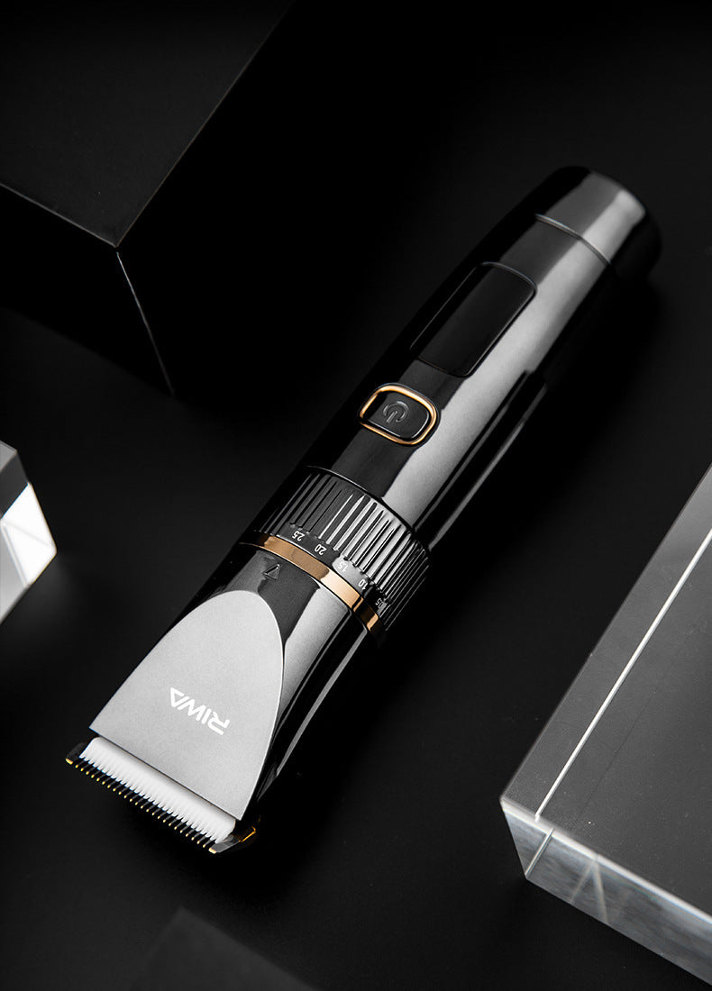 JMT-102090 Electric Hair Clipper with Titanium and Ceramic Blades, Waterproof Design, LED Display, and Rechargeable Battery