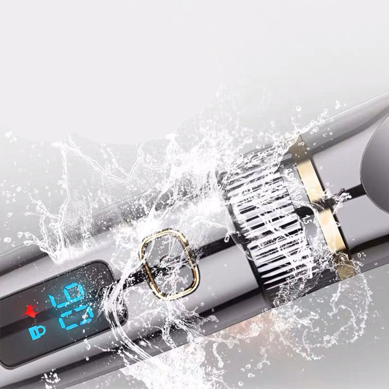 JMT-102090 Electric Hair Clipper with Titanium and Ceramic Blades, Waterproof Design, LED Display, and Rechargeable Battery