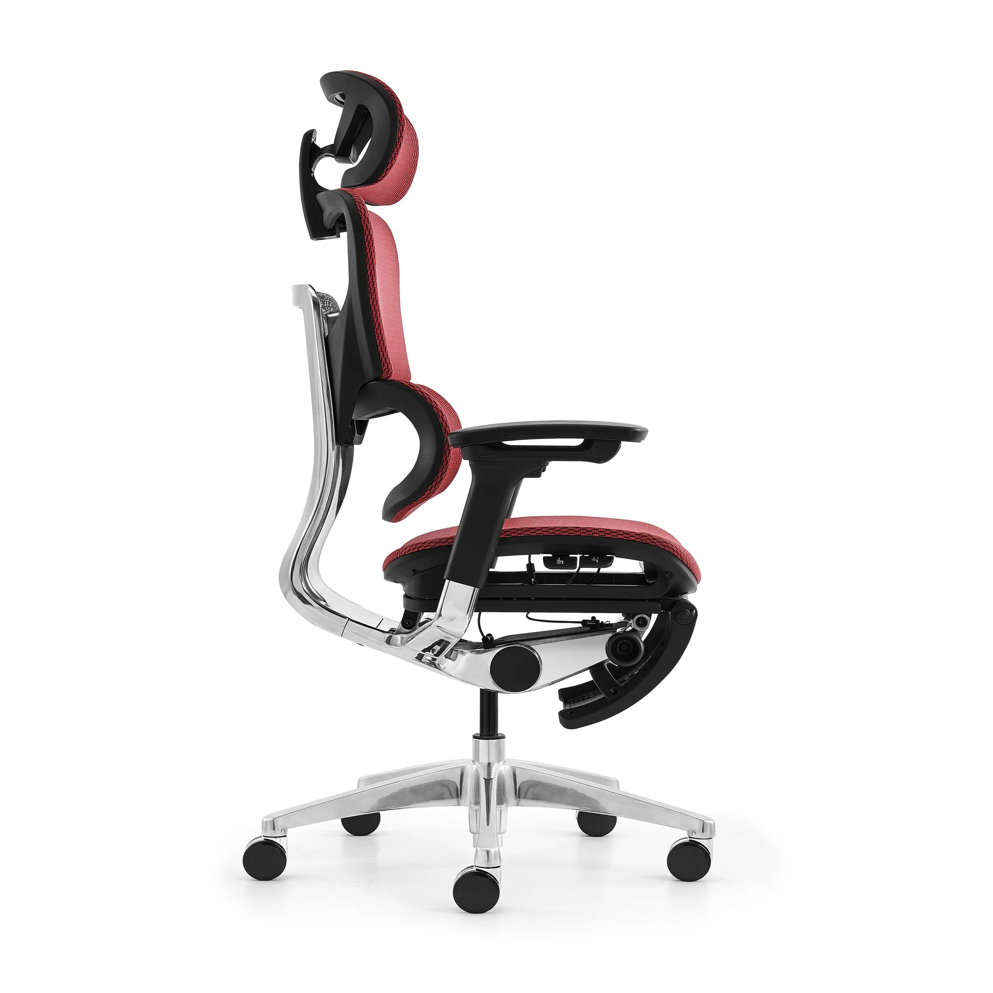 JMT-102602 Ergonomic Office Chair with Footrest, Mesh Seat in Red, Comfortable Computer Desk Chair
