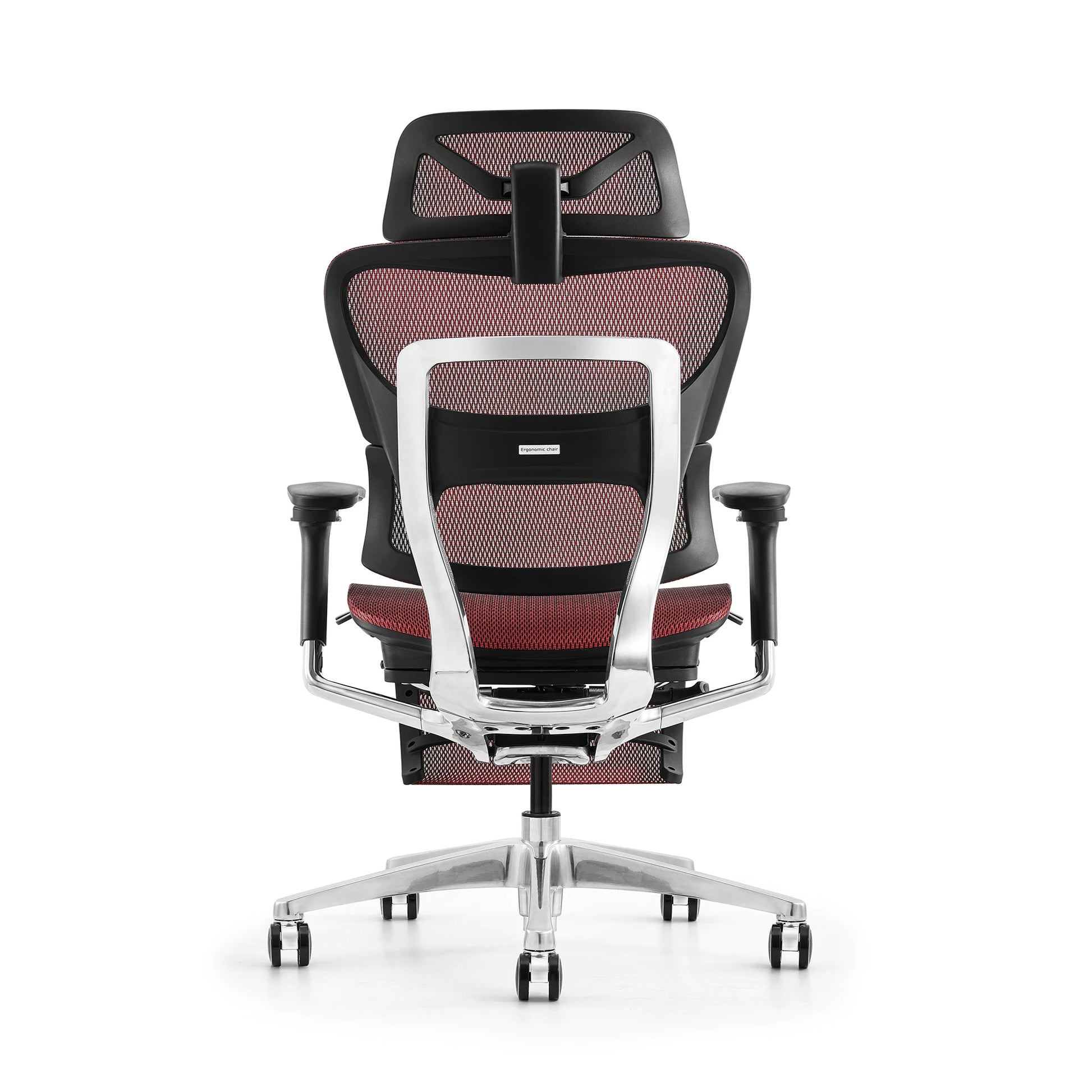 JMT-102602 Ergonomic Office Chair with Footrest, Mesh Seat in Red, Comfortable Computer Desk Chair