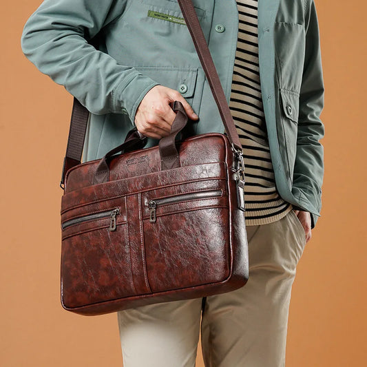 JMT-102666 Waterproof PU Leather Laptop Bag for Business Men with Stylish Design