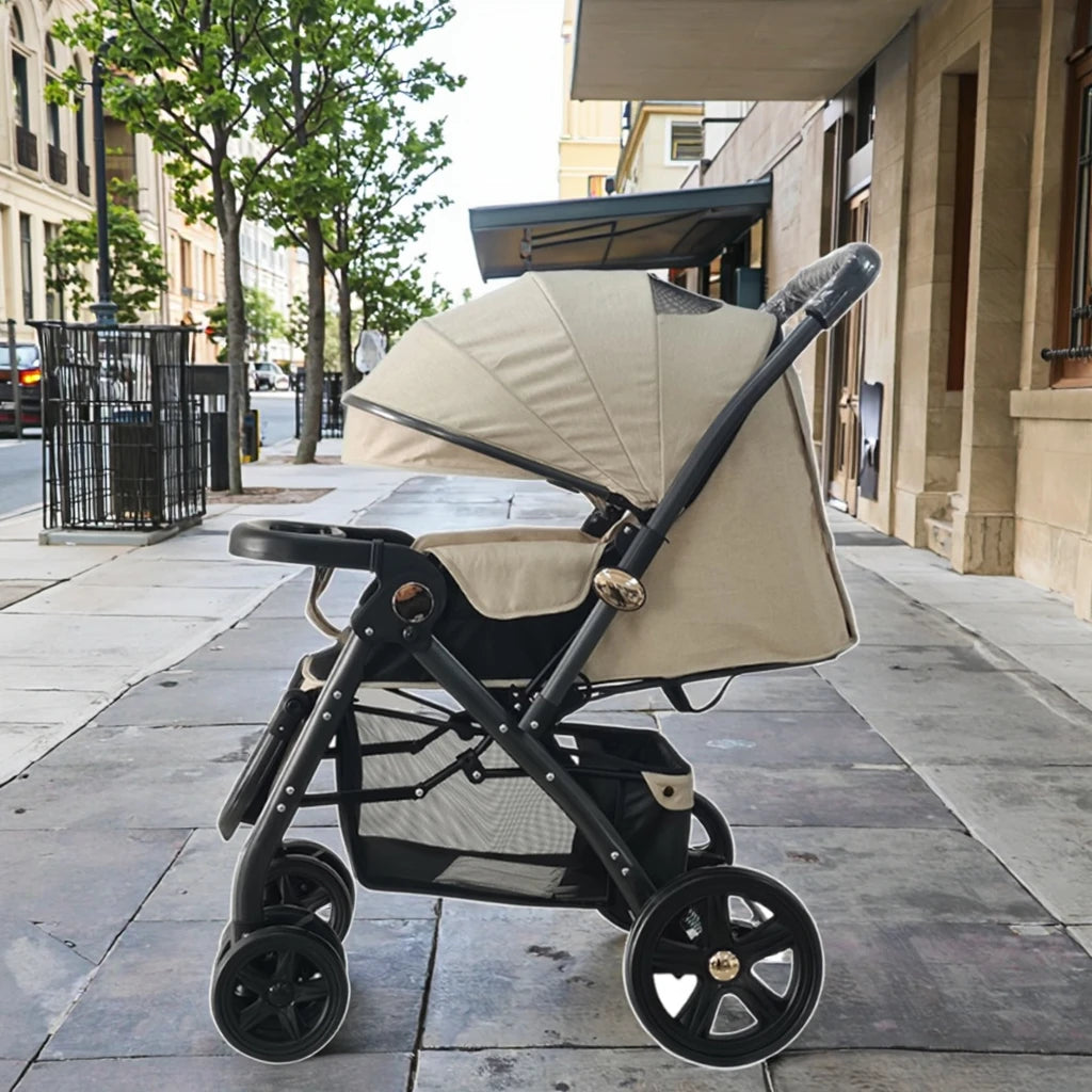 JMT-102858 Bidirectional Navy Blue Baby Stroller for Newborns - Portable Push Chair for Children