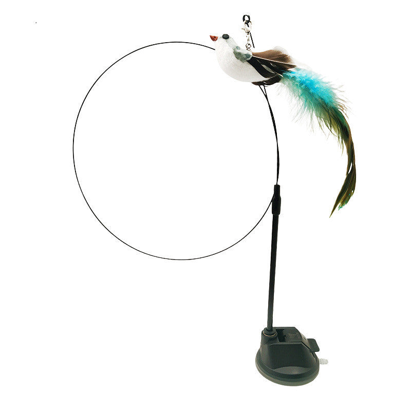 JMT-102986 Feather Cat Teaser with Epoxy Sucker Holder and Steel Wire Design