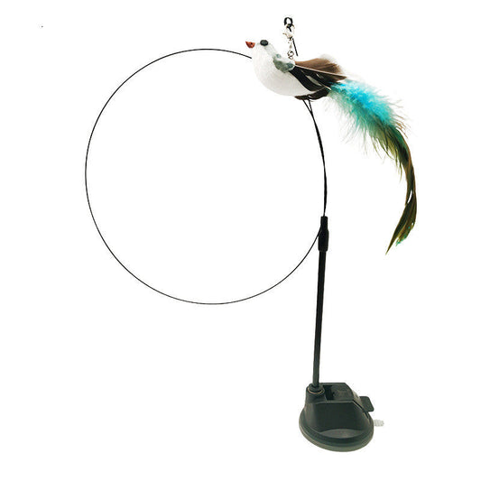 JMT-102986 Feather Cat Teaser with Epoxy Sucker Holder and Steel Wire Design