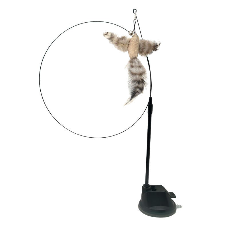 JMT-102986 Feather Cat Teaser with Epoxy Sucker Holder and Steel Wire Design