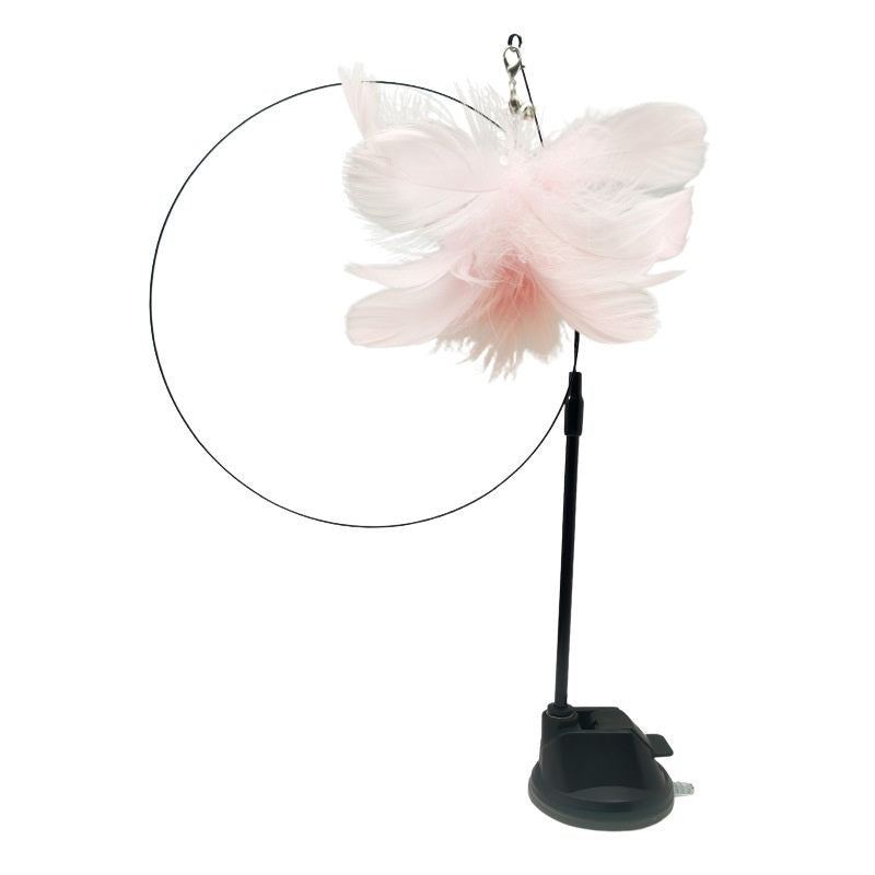 JMT-102986 Feather Cat Teaser with Epoxy Sucker Holder and Steel Wire Design