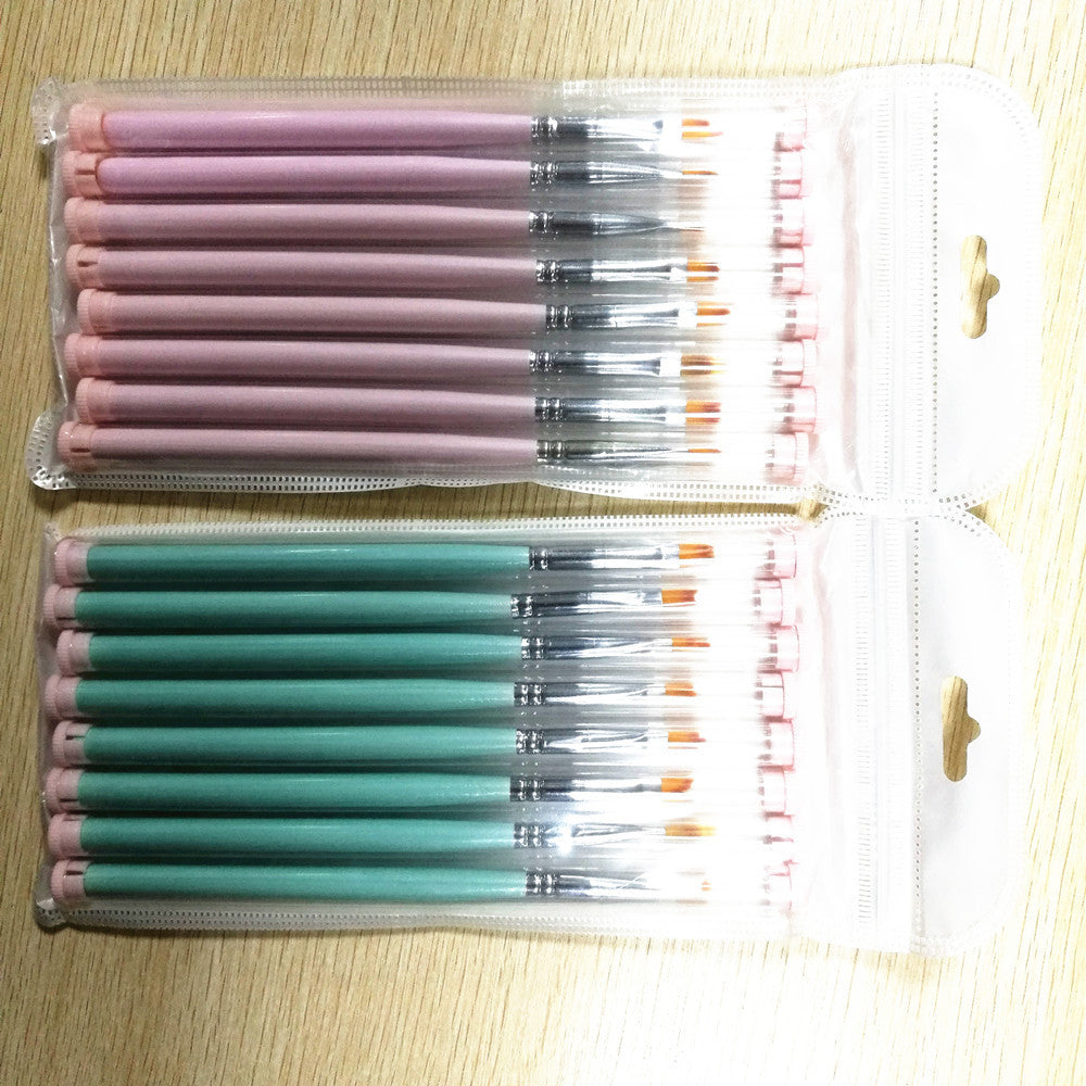 JMT-103306 Nail Art Brush Set – 8 Specialty Tip Brushes with Pink and Lake Blue Handles for Flower Design