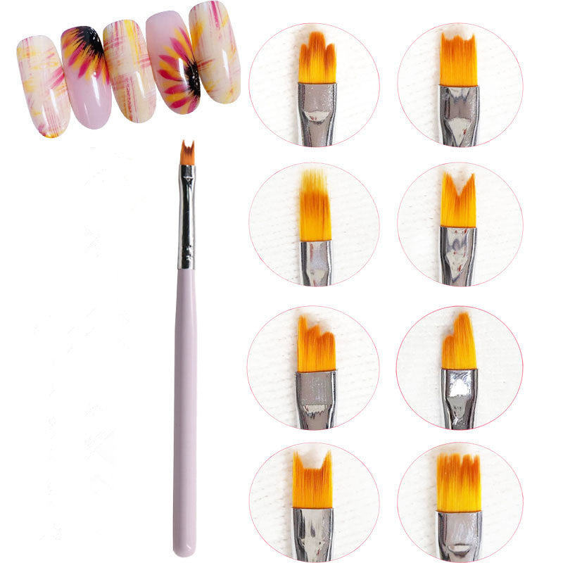 JMT-103306 Nail Art Brush Set – 8 Specialty Tip Brushes with Pink and Lake Blue Handles for Flower Design