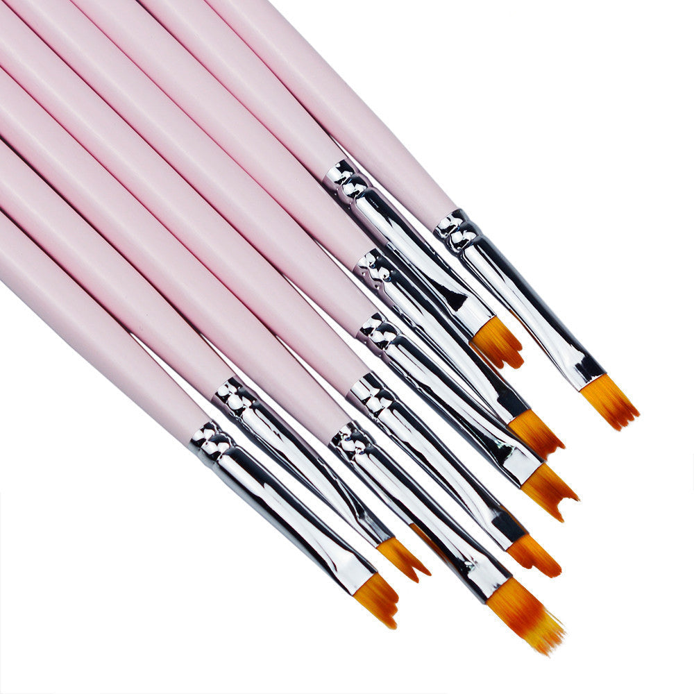 JMT-103306 Nail Art Brush Set – 8 Specialty Tip Brushes with Pink and Lake Blue Handles for Flower Design