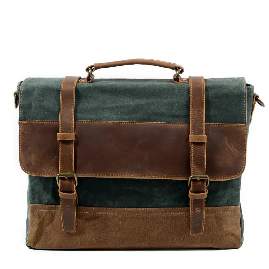 JMT-103754 Retro Canvas and Cowhide Laptop Messenger Bag