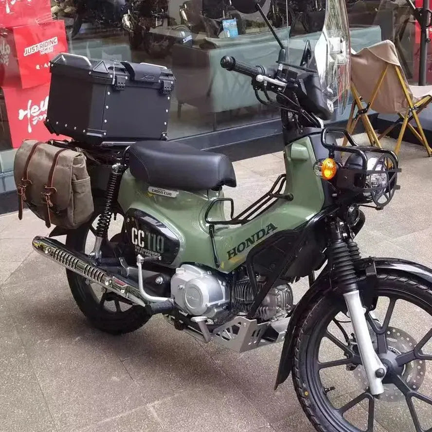 JMT-104522 Vintage Dyed Wax Canvas Motorcycle Side Bag with Leather Accents
