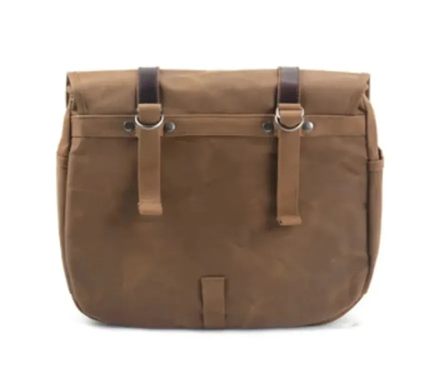 JMT-104522 Vintage Dyed Wax Canvas Motorcycle Side Bag with Leather Accents