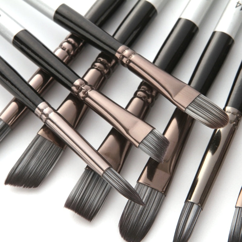 JMT-104586 24-Piece Nylon Hair Brush Set for Acrylic, Gouache, and Watercolor Painting with Scraper