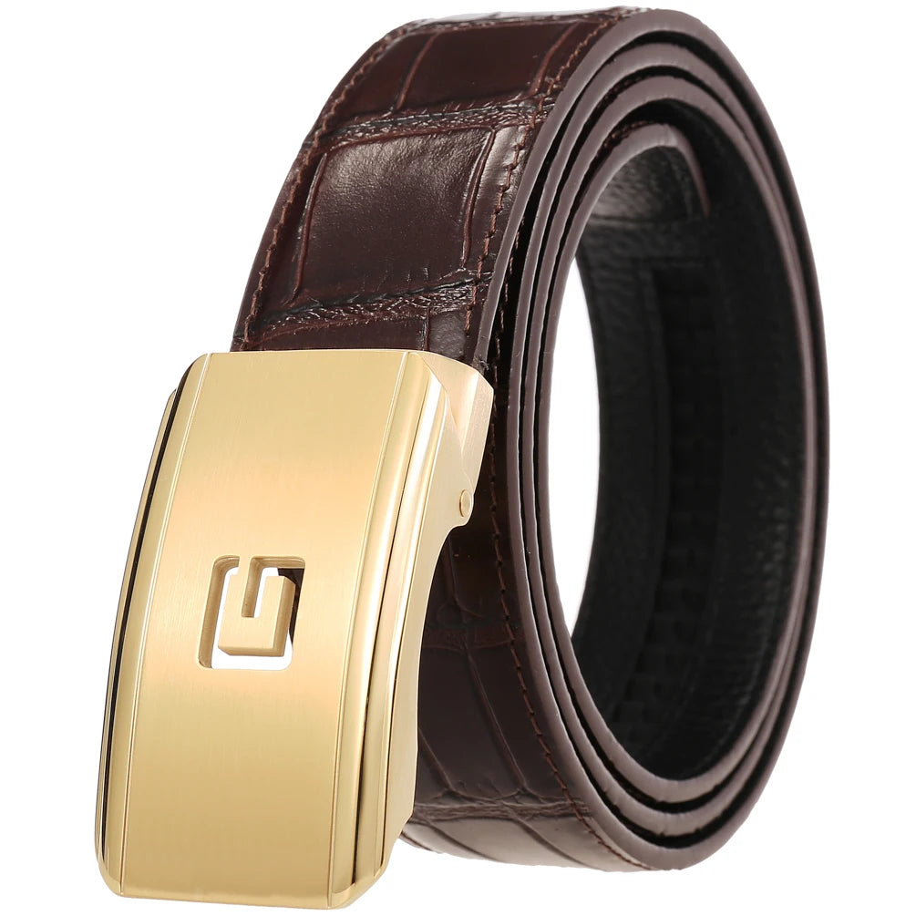 JMT-104906 Men's Leather Belt with Customisable Steel Buckle, Model LY36-61502-8