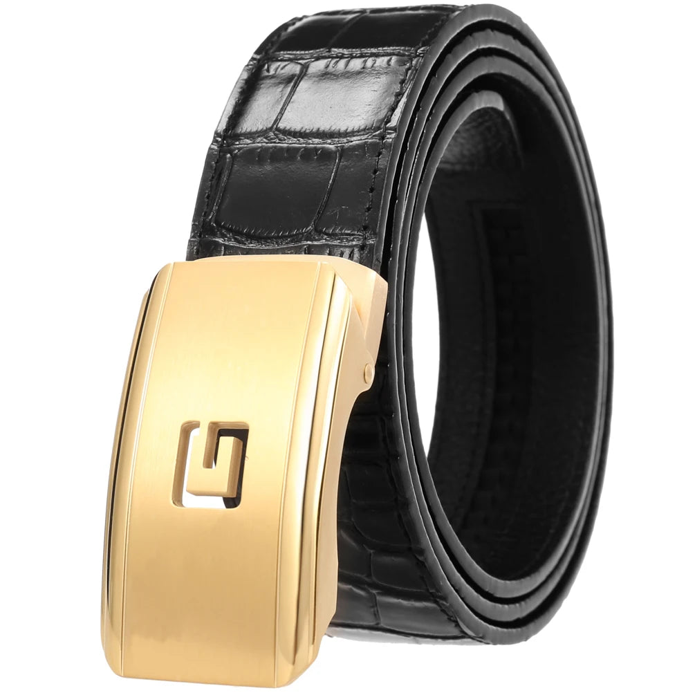 JMT-104906 Men's Leather Belt with Customisable Steel Buckle, Model LY36-61502-8