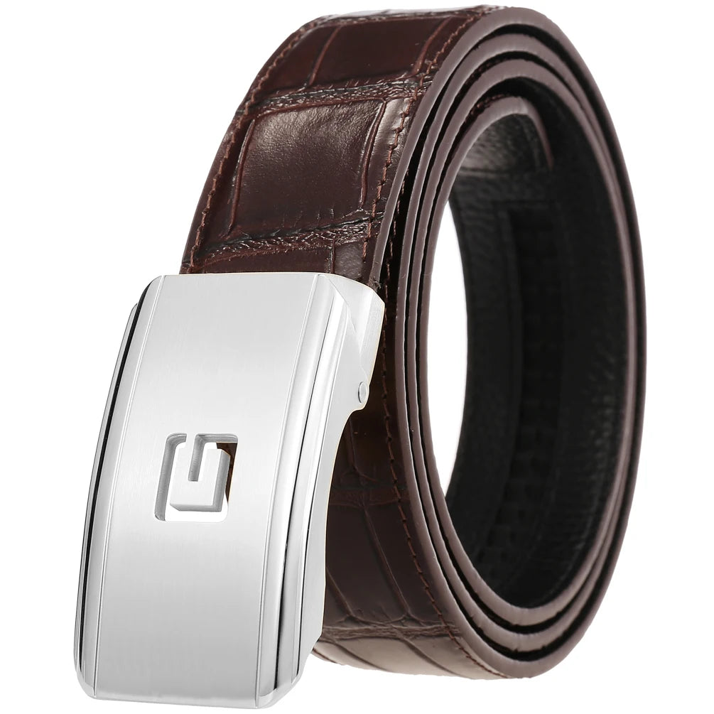JMT-104906 Men's Leather Belt with Customisable Steel Buckle, Model LY36-61502-8