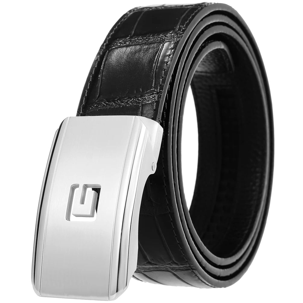 JMT-104906 Men's Leather Belt with Customisable Steel Buckle, Model LY36-61502-8