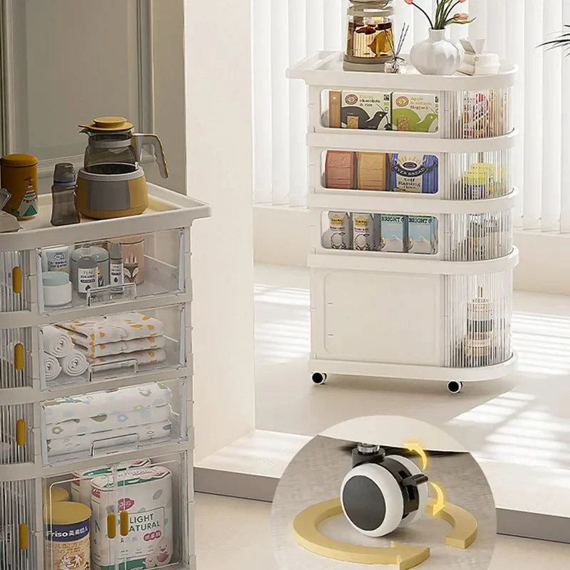JMT-105098 5-Tier Rolling Utility Organiser Cart with Drawers for Kitchen and Makeup Storage