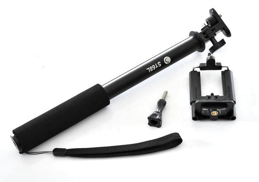 JMT-105162 Aluminum Alloy Mobile Phone Selfie Stick - Adjustable Length & Compact Design in Black, Red, and Local Gold