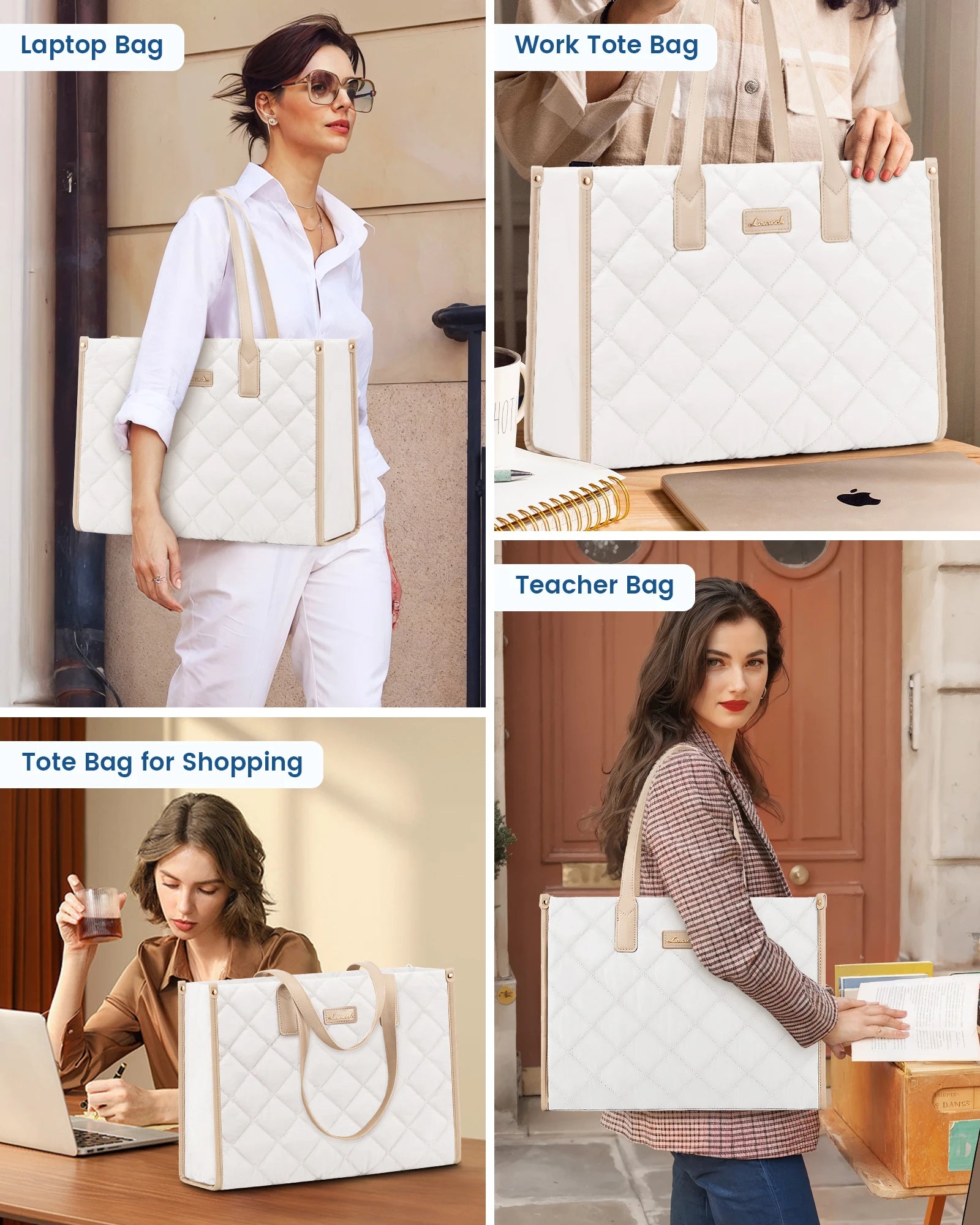 JMT-106122 Quilted Large Tote Hand Bag for Work and School – Versatile Laptop Purse for Office Use
