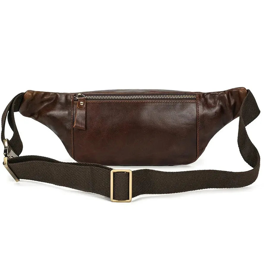 JMT-106186 Genuine Leather Crossbody Chest Bag in Brown Vintage Cowhide for Men and Women